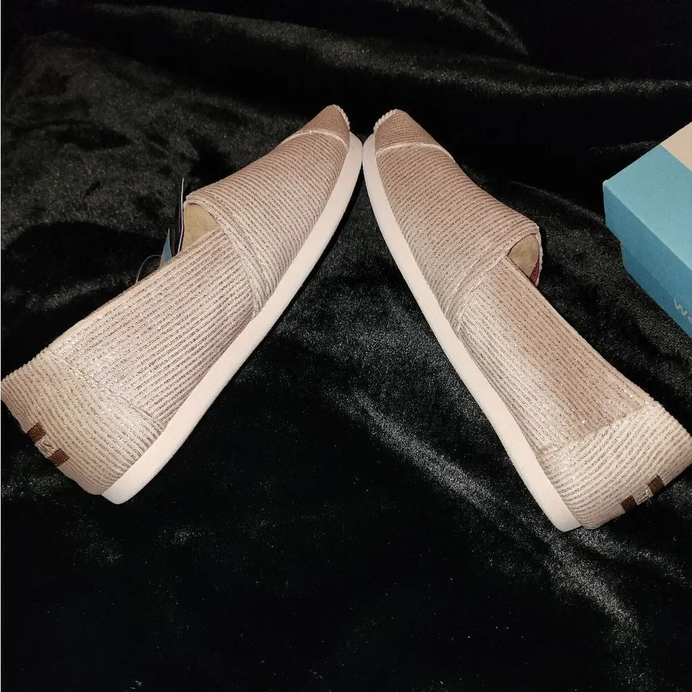 TOMS Women's Striped Metallic Slip-On Shoes - Cream